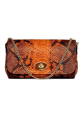 COACH Mini Ruby Brown Python Embossed Small Handbag Like New